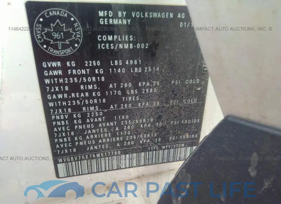 WVGBV7AX7AW517790# 9