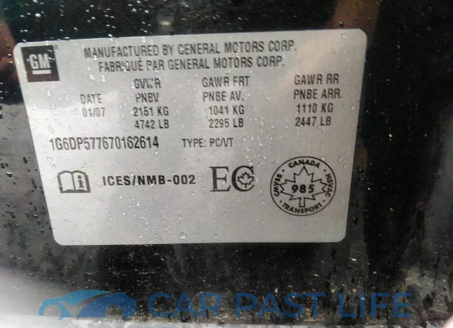 1G6DP577670162614# 9
