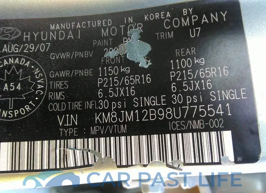 KM8JM12B98U775541# 9