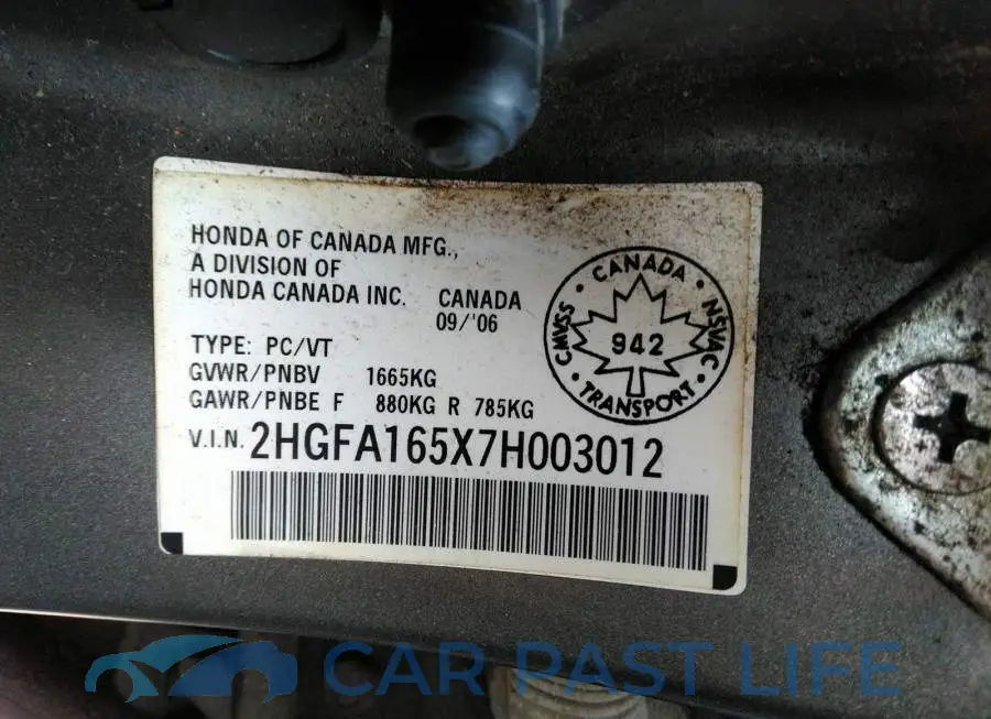 2HGFA165X7H003012# 9
