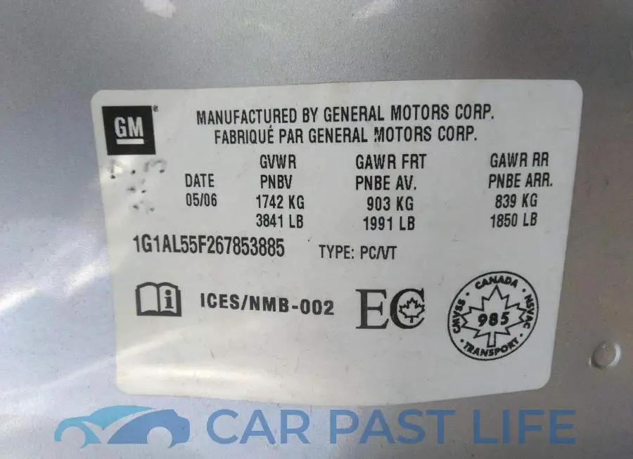 1G1AL55F267853885# 9