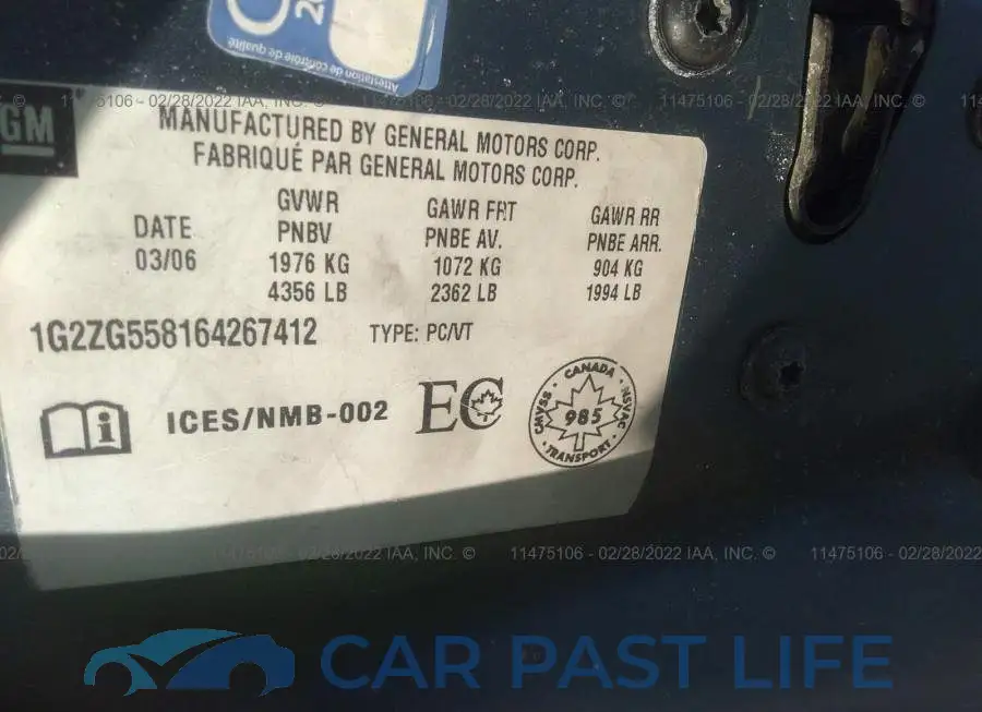 1G2ZG558164267412# 9