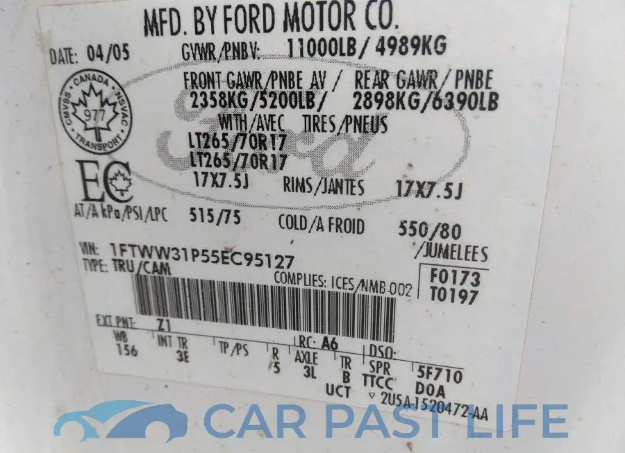 1FTWW31P55EC95127# 9