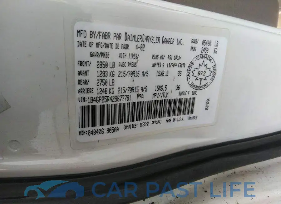 1B4GP25R42B677781# 9