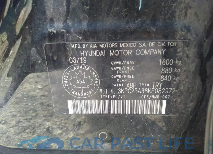 3KPC25A38KE082972# 9
