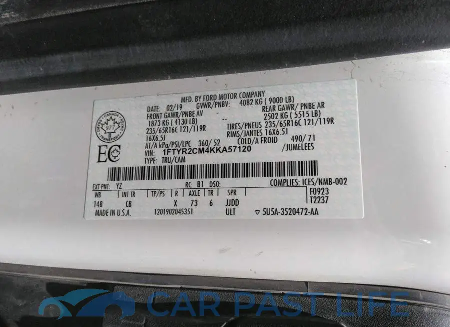 1FTYR2CM4KKA57120# 9