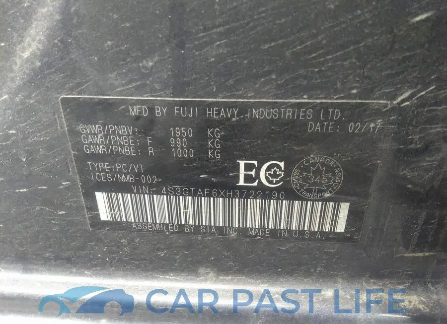 4S3GTAF6XH3722190# 9