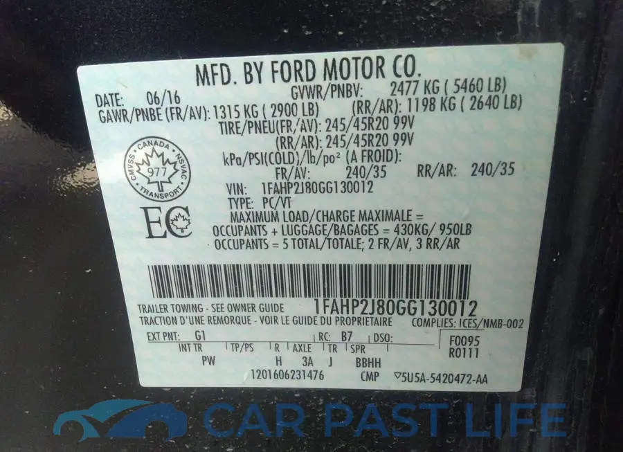 1FAHP2J80GG130012# 9