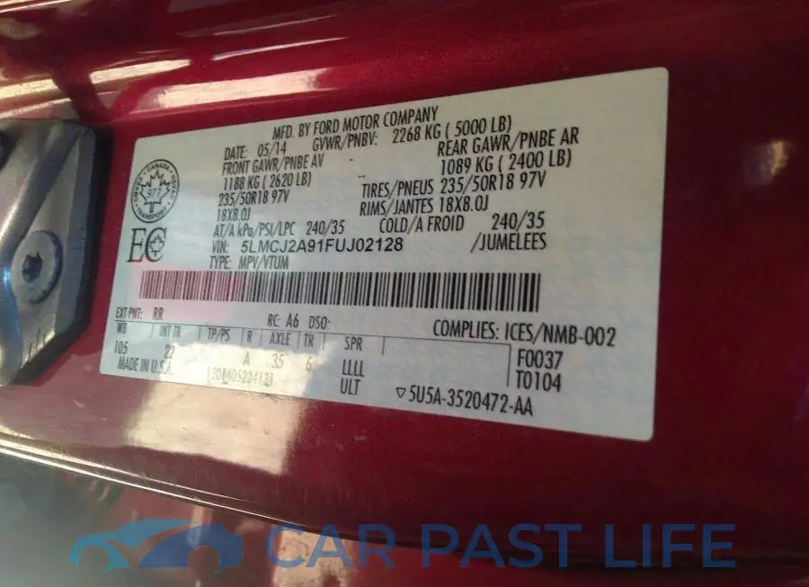 5LMCJ2A91FUJ02128# 9