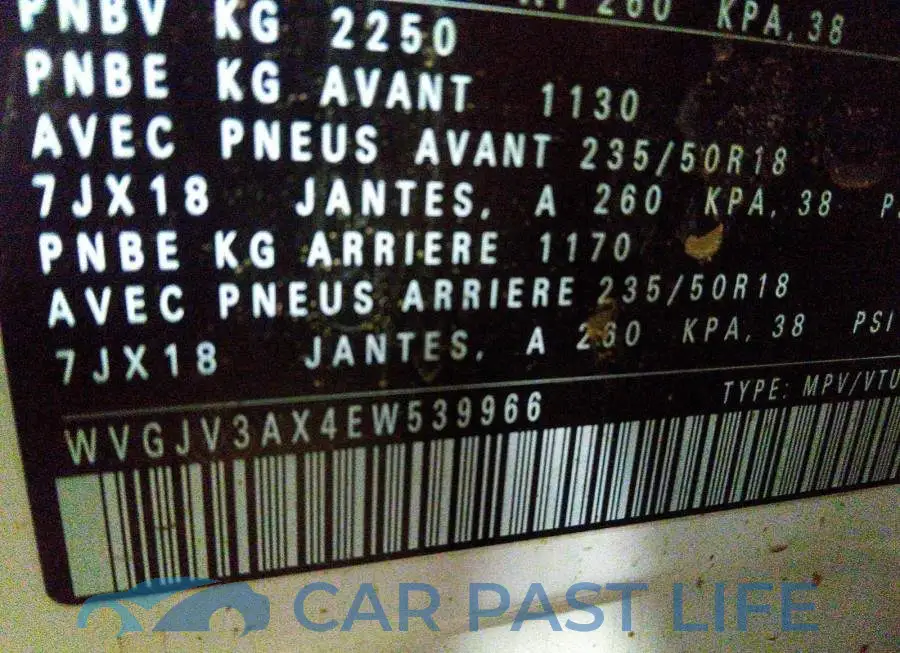 WVGJV3AX4EW539966# 9