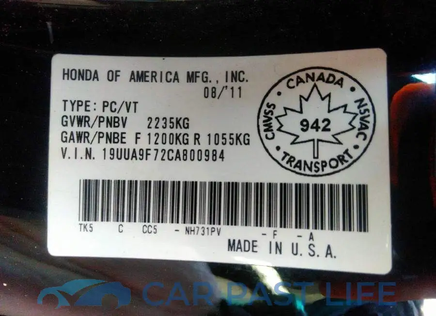 19UUA9F72CA800984# 9