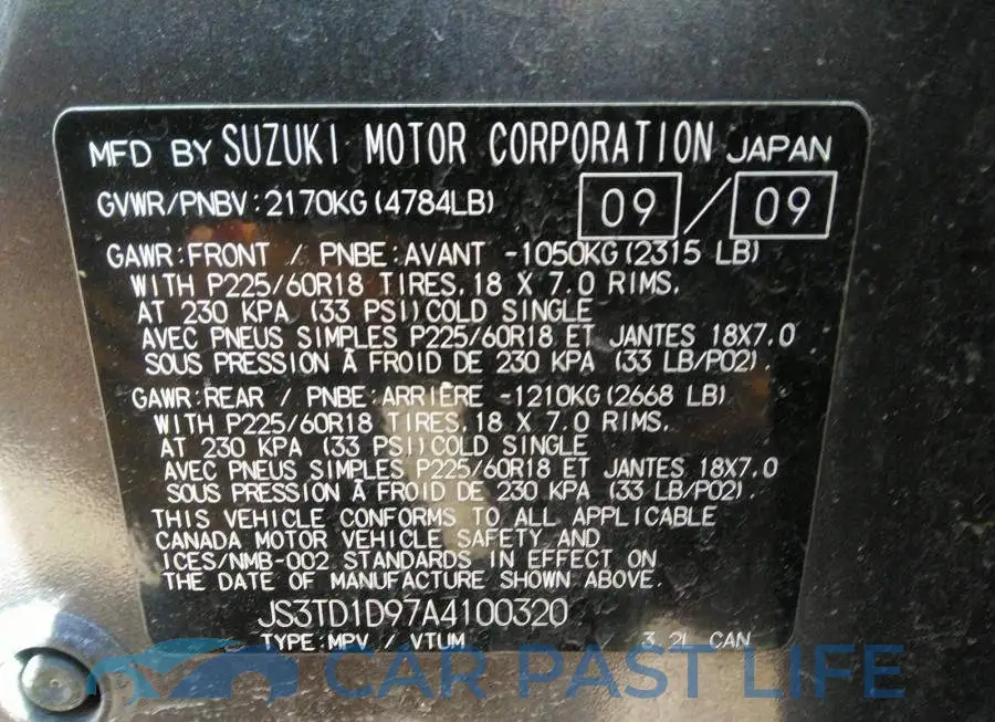 JS3TD1D97A4100320# 9