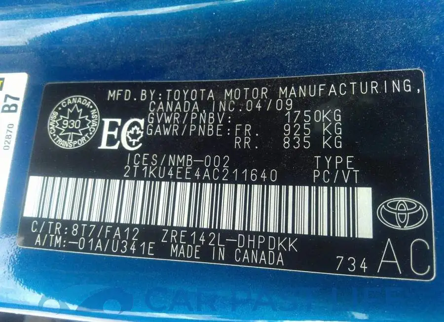 2T1KU4EE4AC211640# 9