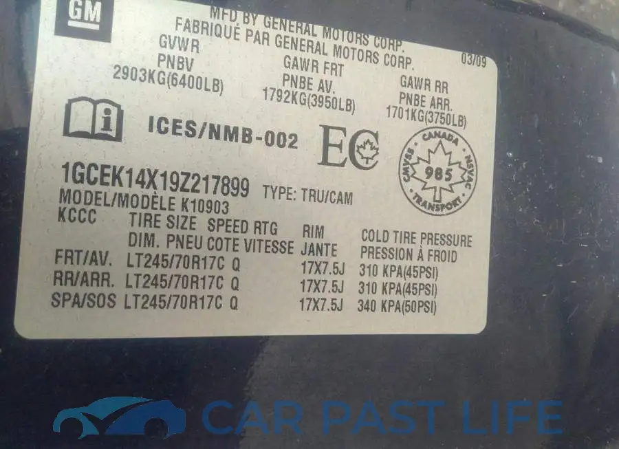 1GCEK14X19Z217899# 9