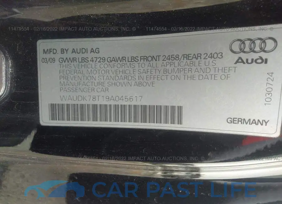 WAUDK78T19A045617# 9