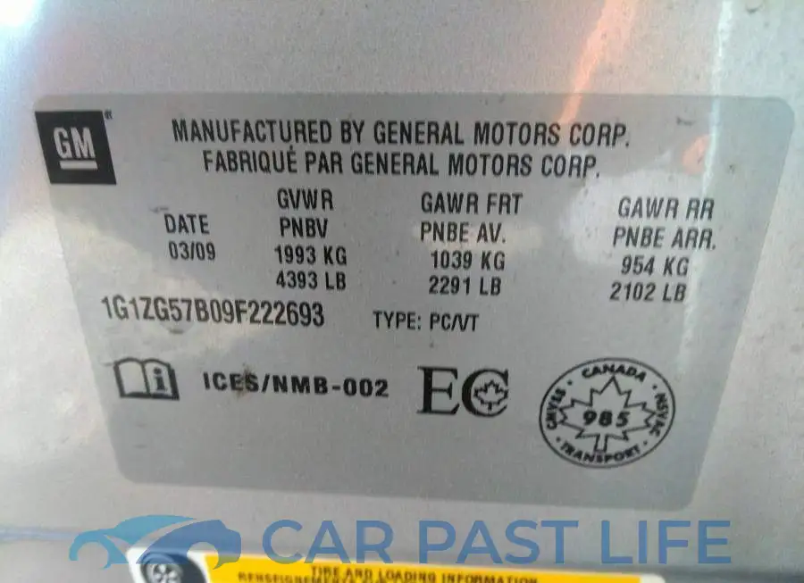 1G1ZG57B09F222693# 9