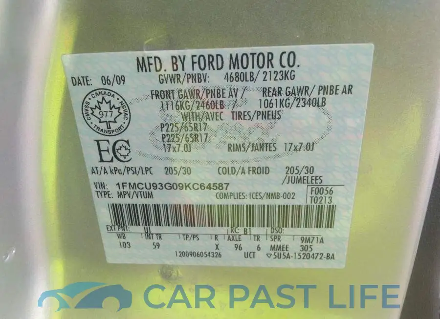 1FMCU93G09KC64587# 9