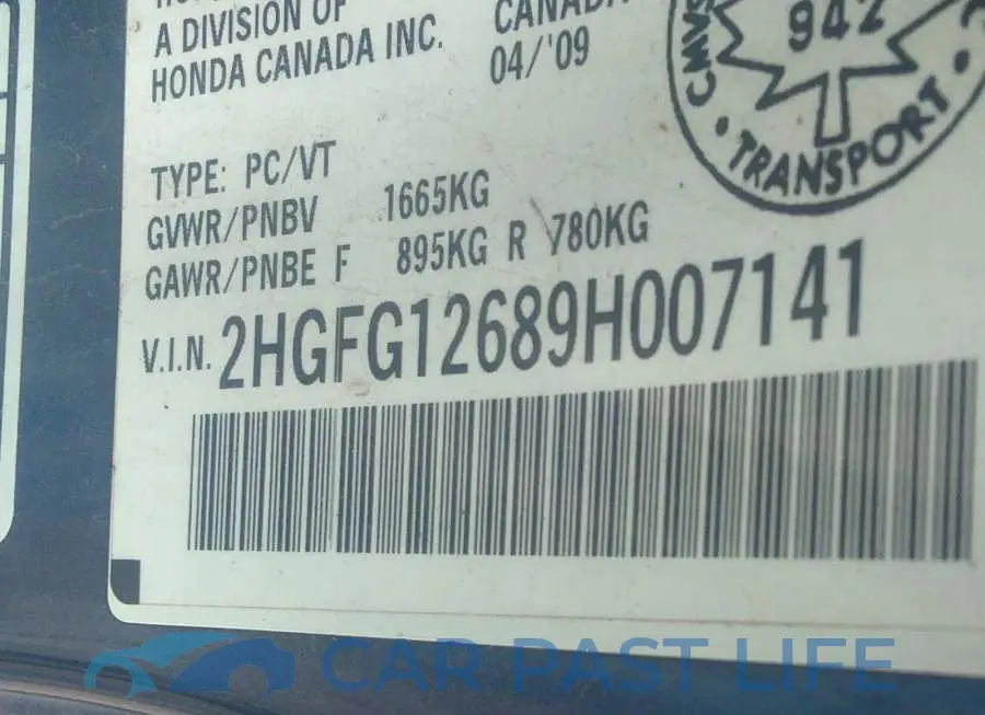 2HGFG12689H007141# 9