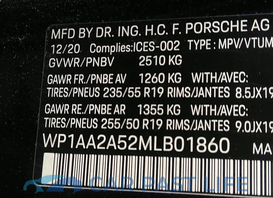 WP1AA2A52MLB01860# 9