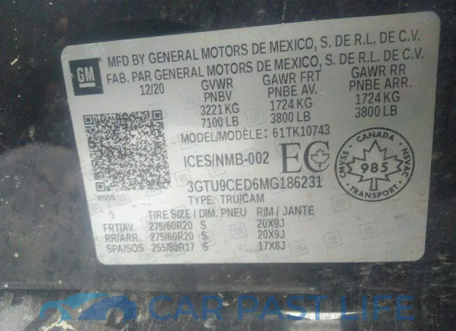 3GTU9CED6MG186231# 9
