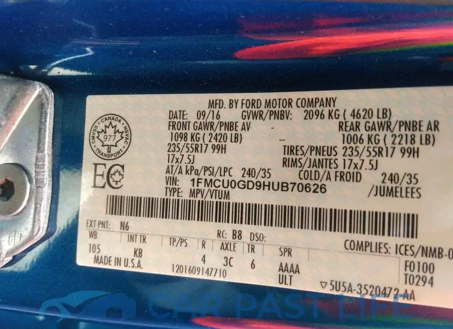 1FMCU0GD9HUB70626# 9