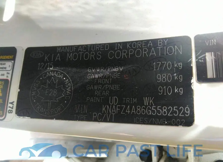KNAFZ4A86G5582529# 9