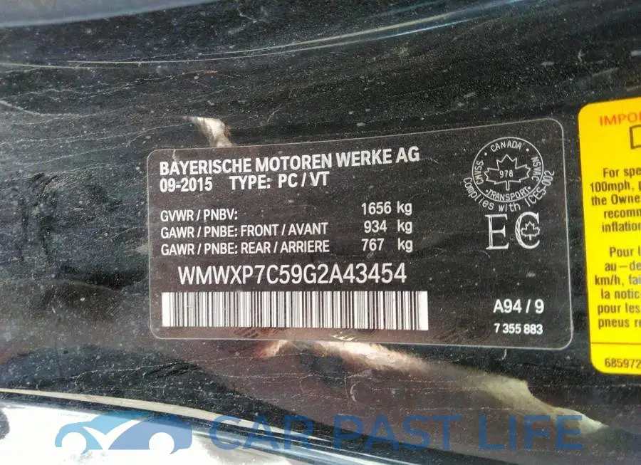 WMWXP7C59G2A43454# 9