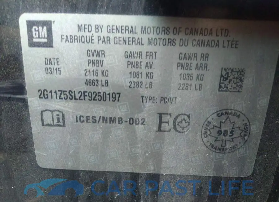 2G11Z5SL2F9250197# 9