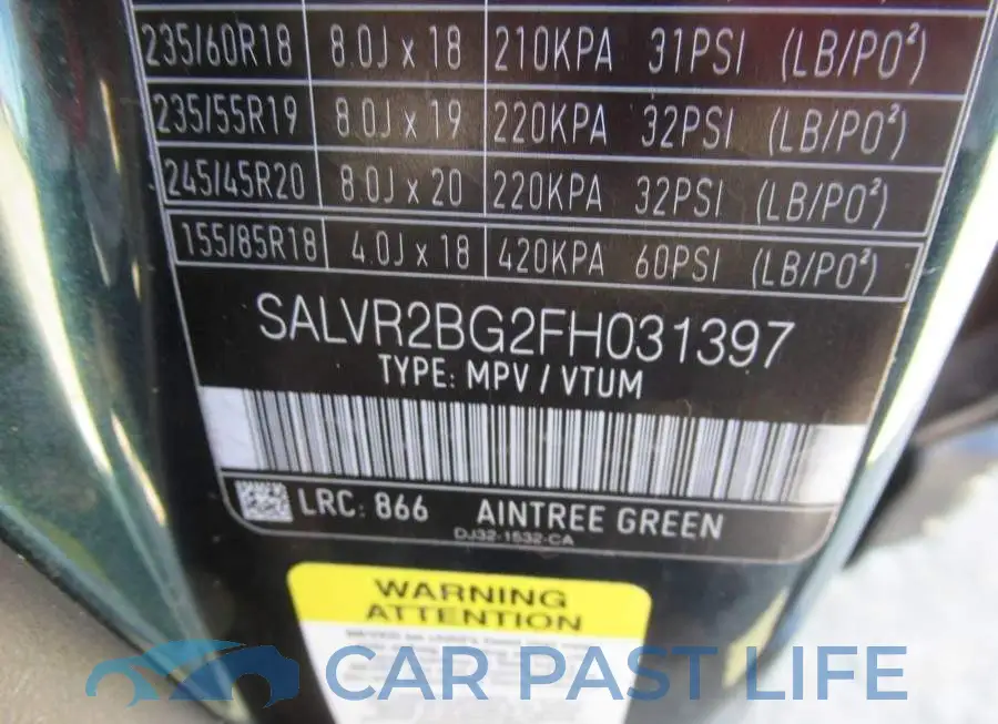 SALVR2BG2FH031397# 9