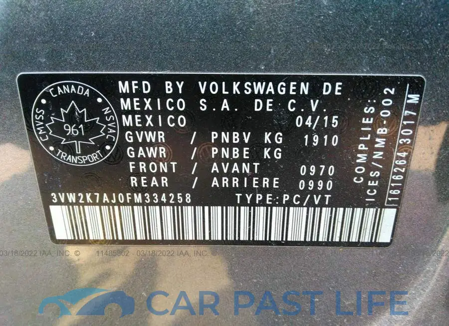 3VW2K7AJ0FM334258# 9
