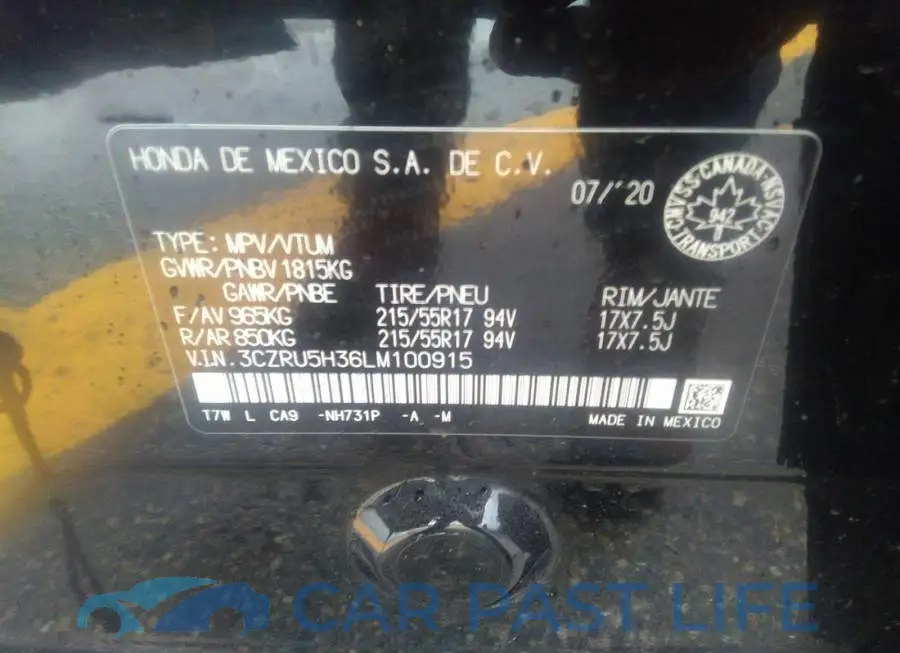 3CZRU5H36LM100915# 9