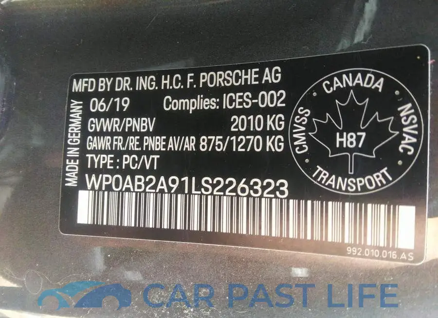 WP0AB2A91LS226323# 9