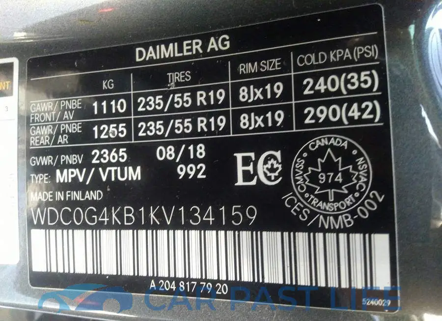 WDC0G4KB1KV134159# 9