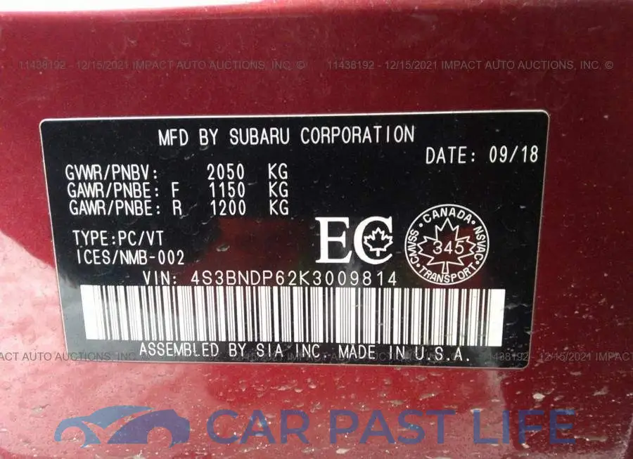 4S3BNDP62K3009814# 9
