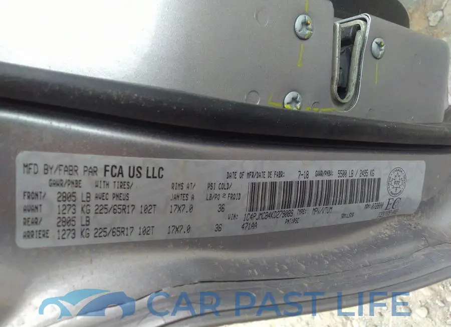 1C4PJMCB4KD279089# 9