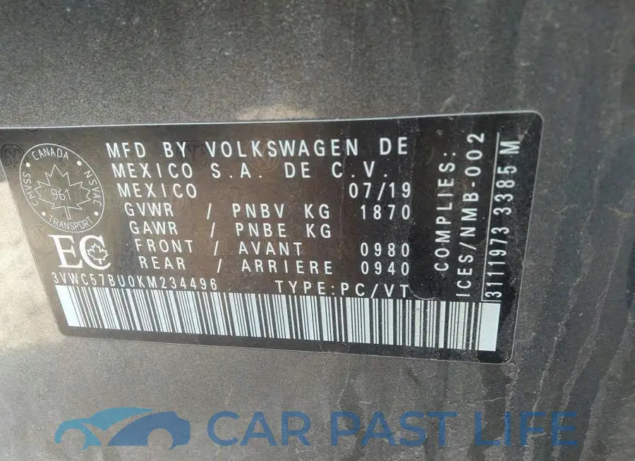 3VWC57BU0KM234496# 9