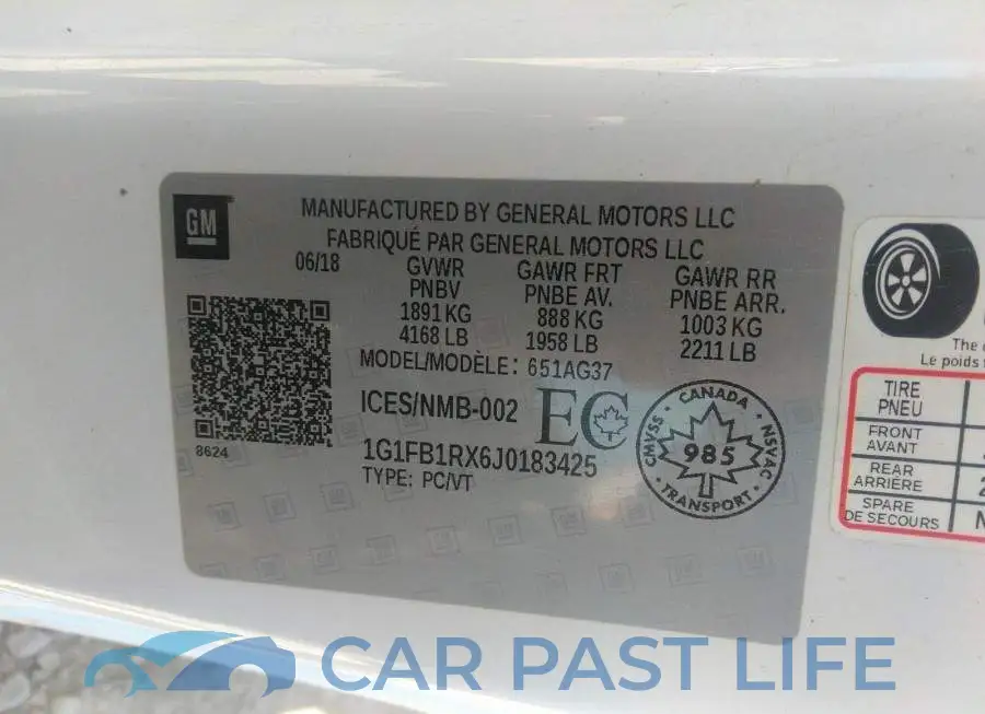 1G1FB1RX6J0183425# 9