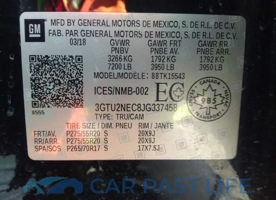 3GTU2NEC8JG337458# 9