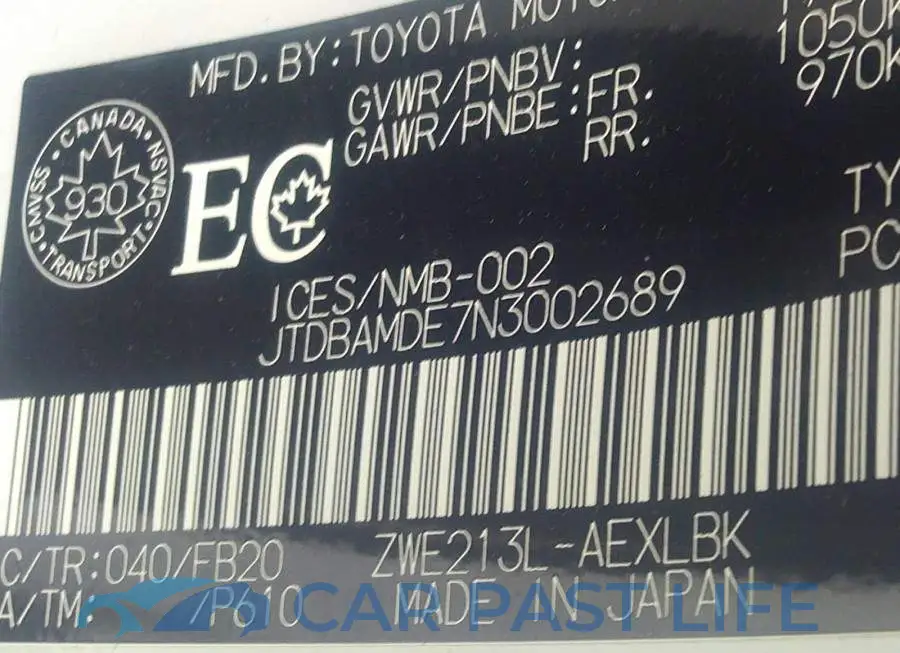 JTDBAMDE7N3002689# 9