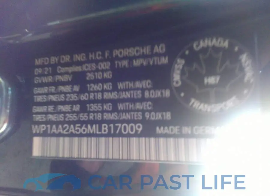 WP1AA2A56MLB17009# 9
