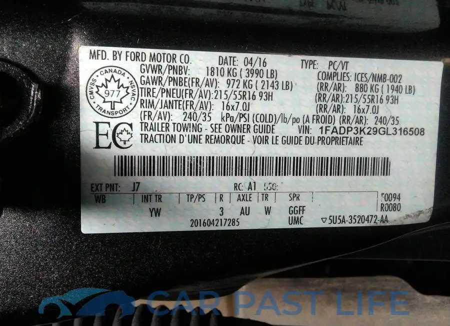 1FADP3K29GL316508# 9
