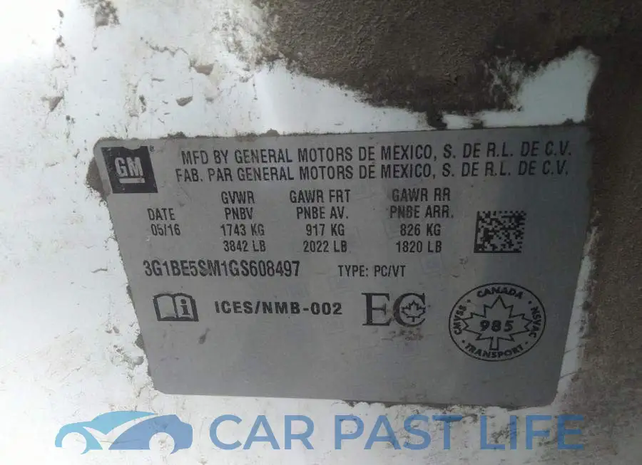 3G1BE5SM1GS608497# 9