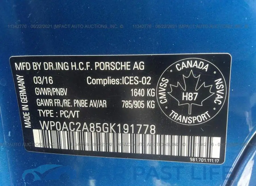 WP0AC2A85GK191778# 9