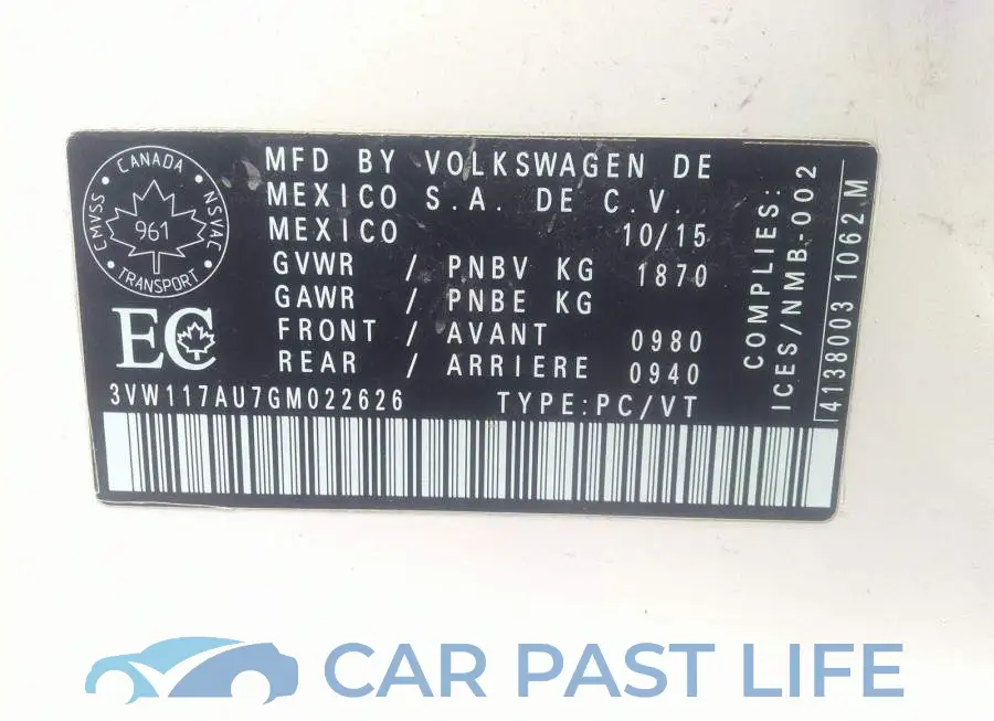 3VW117AU7GM022626# 9