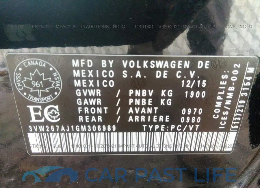3VW267AJ1GM306989# 9