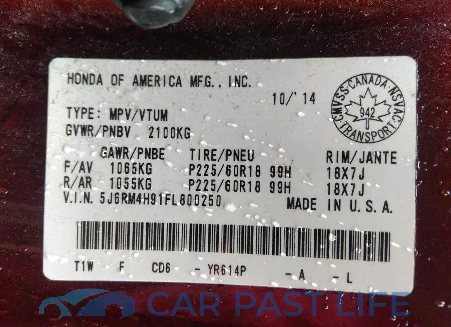 5J6RM4H91FL800250# 9