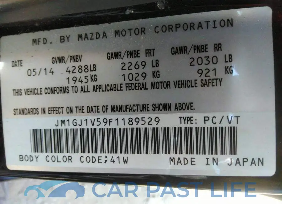 JM1GJ1V59F1189529# 9