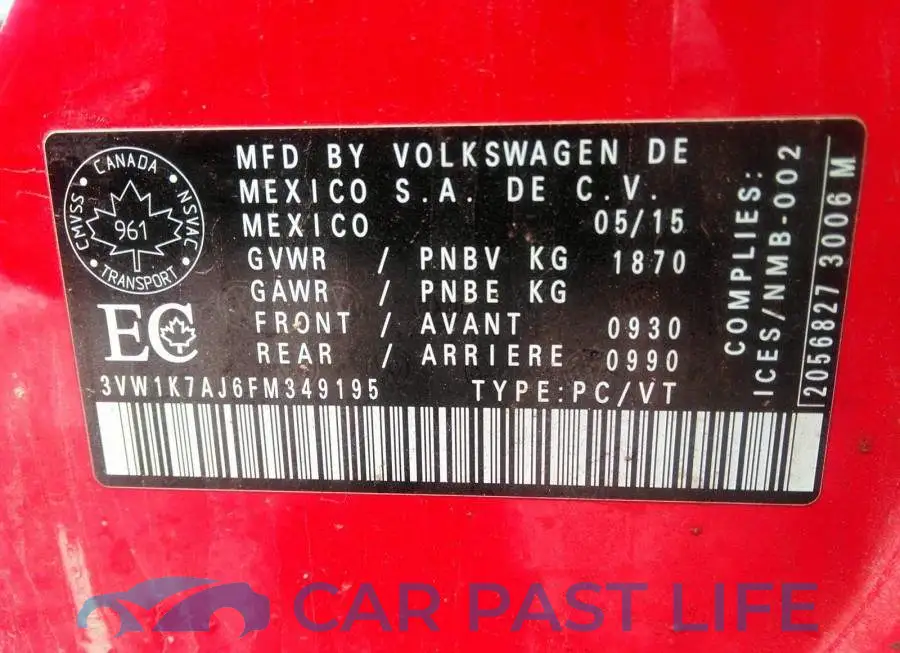 3VW1K7AJ6FM349195# 9