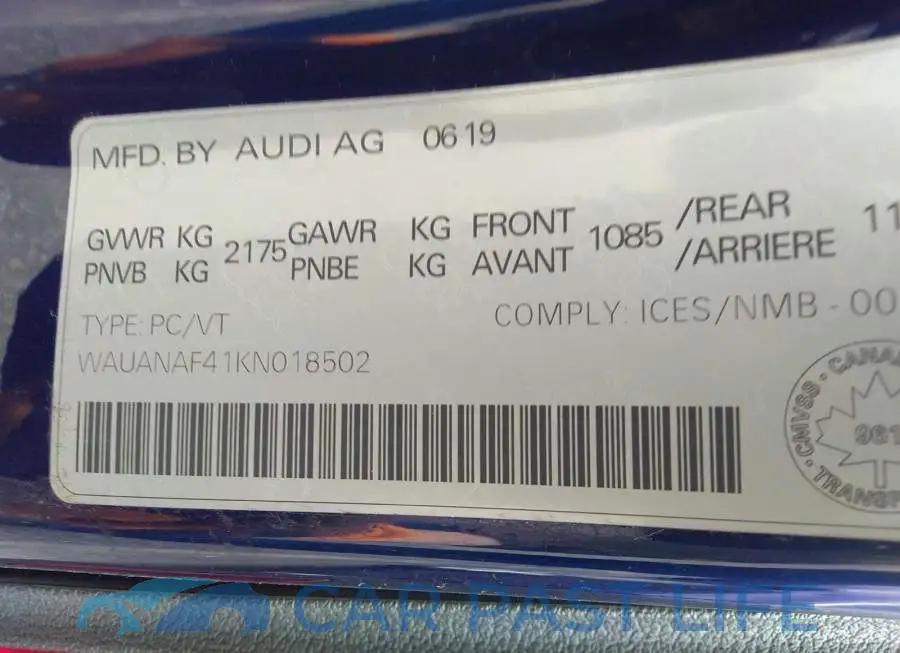 WAUANAF41KN018502# 9