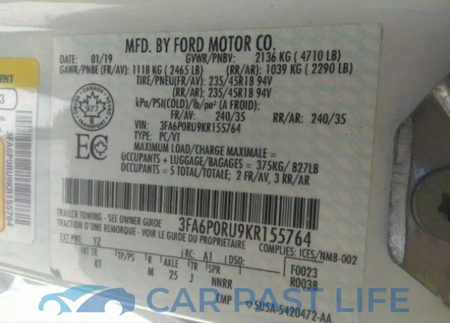3FA6P0RU9KR155764# 10